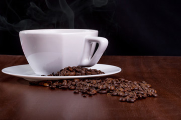 Coffee cup and coffee beans 