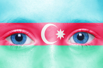 human's face with azerbaijan flag