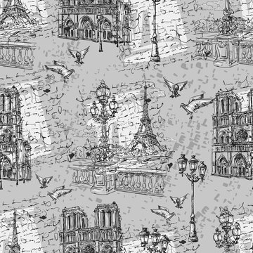 Paris. Vintage seamless pattern 2