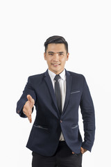Handsome businessman shaking hands isolate on white background,
