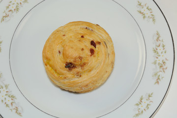 Sweet roll baked with chocolate chips