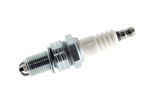 Car spark plug isolated on the white, clipping path