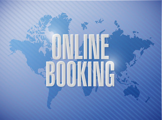 online booking world map sign concept