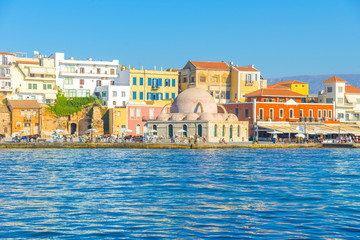 The beautiful port of Chania at Crete, Greece