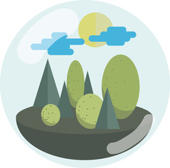Fototapeta premium Green Trees and Sun in a Transparent Bubble. Ecology Concept. Vector Illustration
