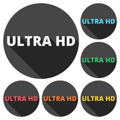 Ultra HD icons set with long shadow