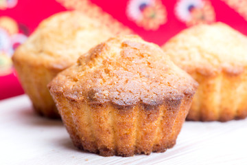 muffins on a wooden table