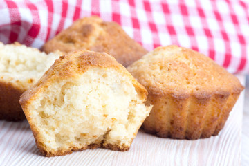 muffins on a wooden table