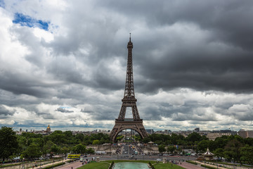 Fototapeta premium Panoramic view of The Eiffel Tower in Paris, France