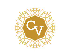 CV initial royal letter logo