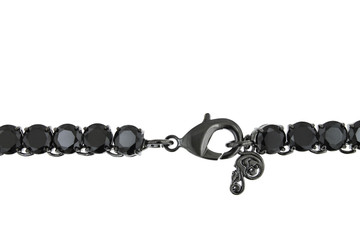 Chic Charcoal Black Diamond Necklace in Gun Metal with Huge Diamonds (clasp)