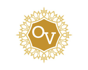 OV initial royal letter logo
