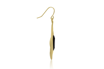 Trendy Black Onyx Marquise Gemstone Earring in Yellow Gold