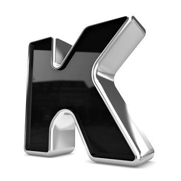 3d gold and black metal letter K isolated white background