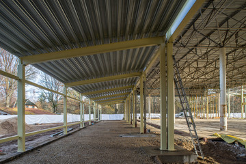 Metall Construction. Construction of the hangar.