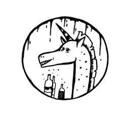 Doodle Sketchy Unicorn vector.