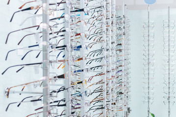 Optical store, the selection of eyeglass frames