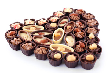 Chocolate sweets isolated on white