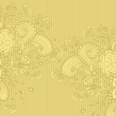 Vintage background with doodle flowers on beige