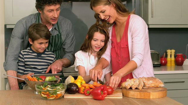 Cute family preparing lunch