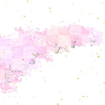 桜並木　背景　市松