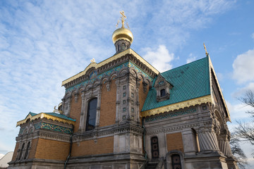 Fototapeta na wymiar Russian chapel mathildenhoehe darmstadt germany