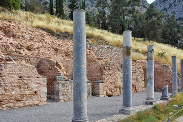 Columns of Ancient Greek archaeological site of Delphi,Central Greece