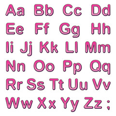 Alphabet letters on a white background