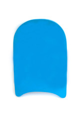 Blue color pool kick board on white background