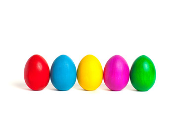 Easter eggs. Colored eggs on a white background.