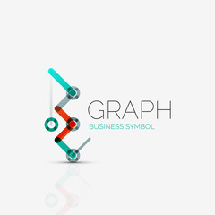 Abstract logo idea, linear chart or graph  business icon. Creative vector logotype design template