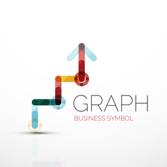Abstract logo idea, linear chart or graph  business icon. Creative vector logotype design template