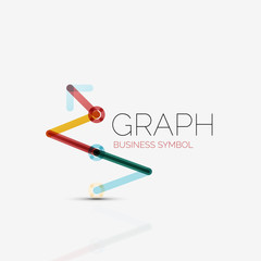 Abstract logo idea, linear chart or graph  business icon. Creative vector logotype design template