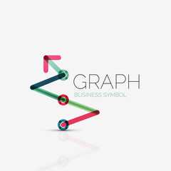 Abstract logo idea, linear chart or graph  business icon. Creative vector logotype design template