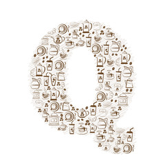 Abstract vector alphabet - Q  made from coffee icon