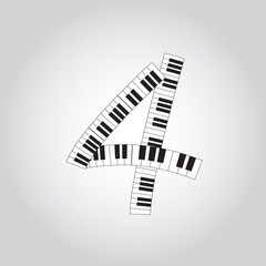 Abstract vector number four made from piano - numbers set