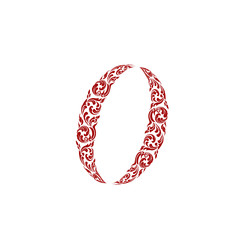 Abstract vector alphabet - o made from line thai art pattern - a