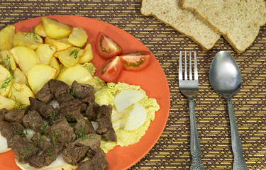 Beef with potatoes meal