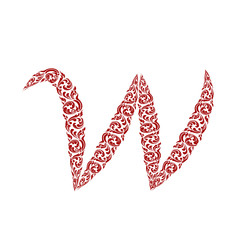 Abstract vector alphabet - w made from line thai art pattern - a