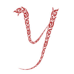 Abstract vector alphabet - y made from line thai art pattern - a