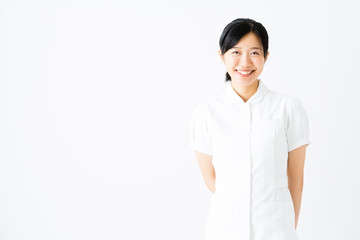 portrait of asian nurse isolated on white  background