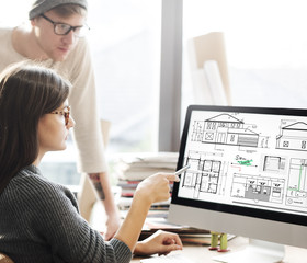 Blueprint Architect Construction Project Sketch Concept