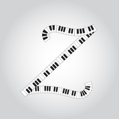 Abstract vector alphabet -  Z made from  piano - alphabet set