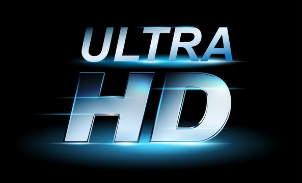 Silver UHD icon, ultra high definition logo