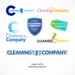 Vector collection logo set for cleaning company. 