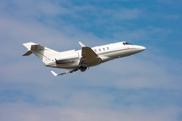 Private jet plane taking off