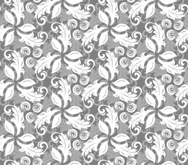 Fototapeta na wymiar Floral ornament. Seamless abstract background with silver and white leafs