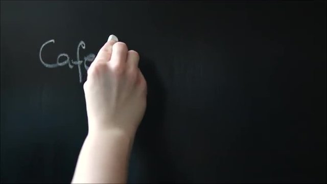 Writing Coffee-Shop Menu on the Chalkboard