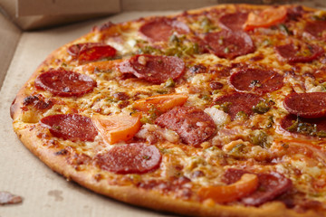 Pizza with sausage