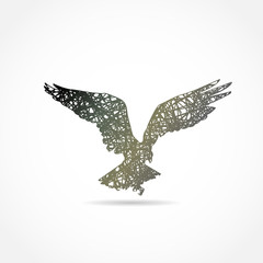 silhouette of a flying eagle. painted logo